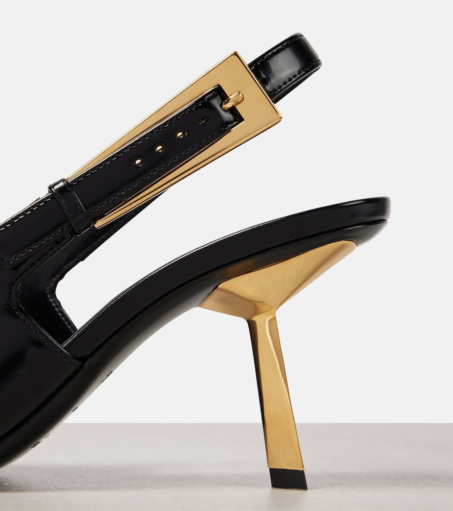 Saint Laurent Lee 75 polished leather slingback pumps