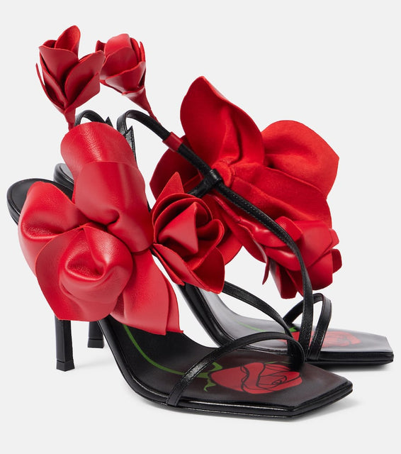 Magda Butrym Floral-appliqu√É¬© leather slingback sandals