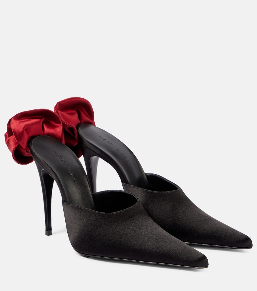 Magda Butrym Floral-appliqu√É¬© satin mules