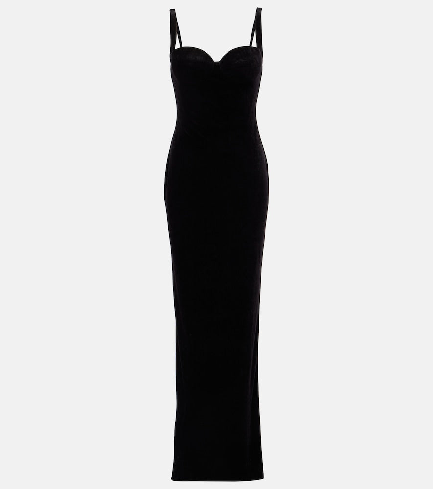 Balenciaga Velvet jersey bustier gown. Balenciaga 天鹅绒平纹针织紧身胸衣礼服