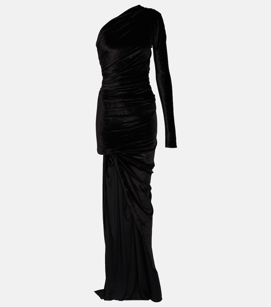 Balenciaga Asymmetric one-shoulder velvet gown. Balenciaga不对称单肩天鹅绒礼服
