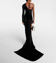 Balenciaga Asymmetric one-shoulder velvet gown