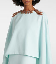 Costarellos Elin embellished caped  gown