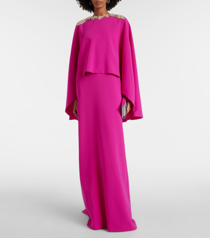 Costarellos Elin embellished caped  gown