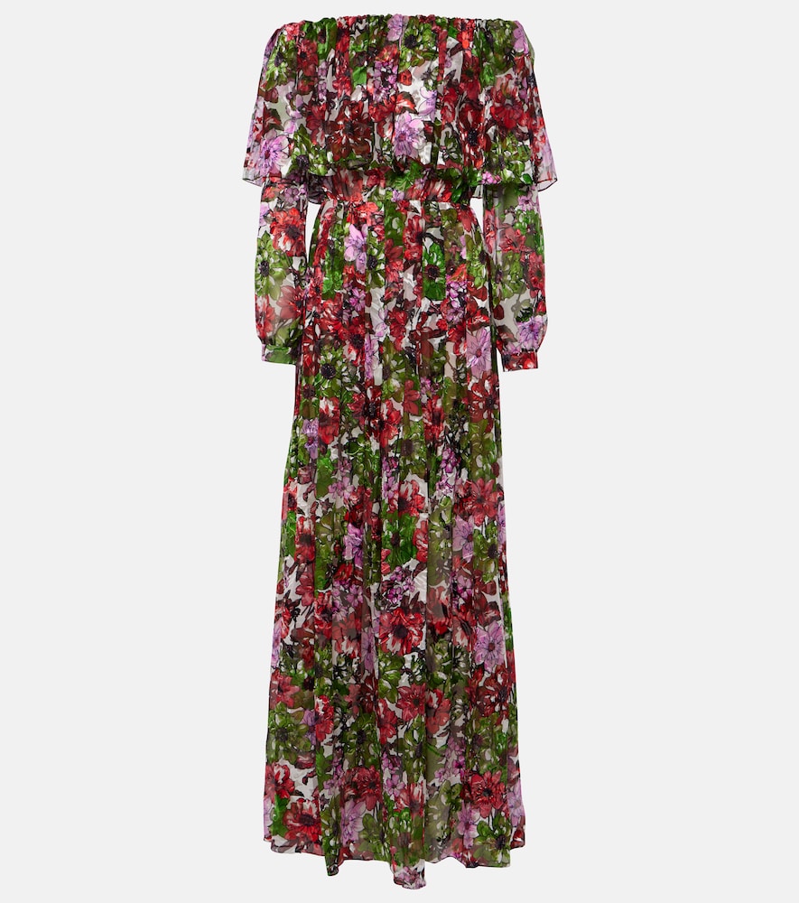 Costarellos Floria devor√É¬© silk-blend chiffon gown. Costarellos Floria 真丝混纺雪纺礼服