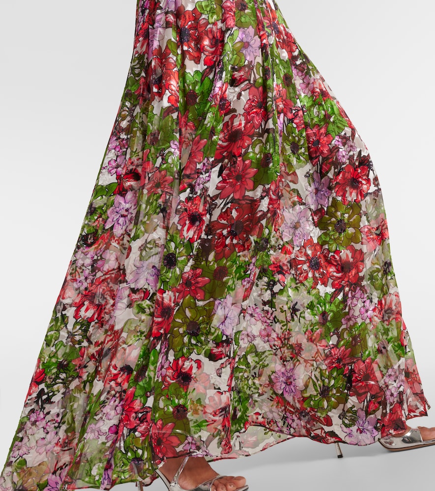 Costarellos Floria devor√É¬© silk-blend chiffon gown