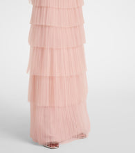 Costarellos Kali embellished pliss√É¬© tiered gown