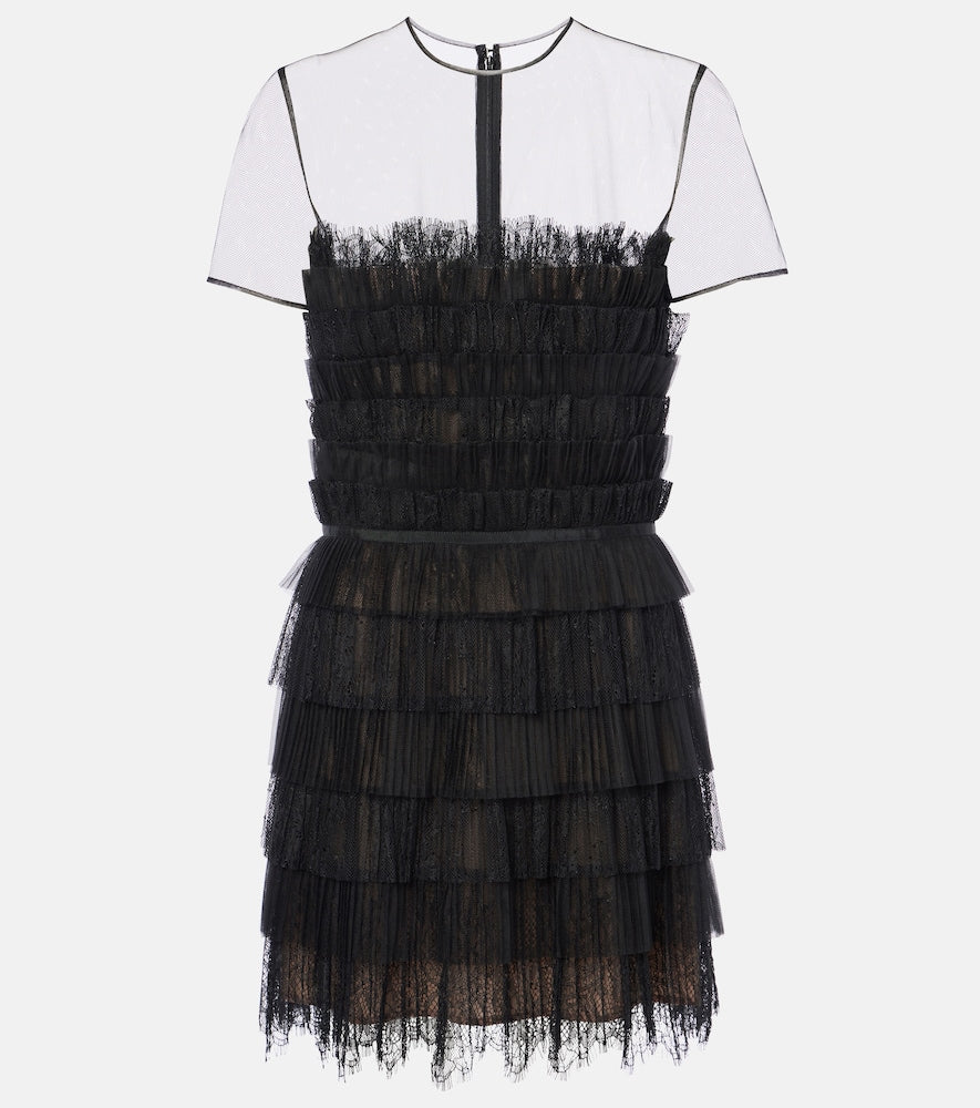 Costarellos Hayla tulle and chantilly lace minidress. Costarellos Hayla 薄纱和尚蒂伊蕾丝迷你连衣裙