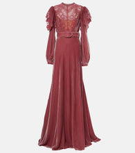 Costarellos Ashley lace-trimmed velvet gown. Costarellos Ashley 蕾丝边天鹅绒礼服