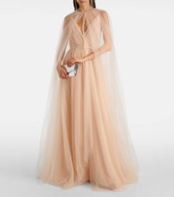 Costarellos Cassandra caped gown