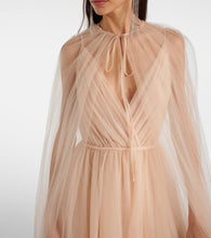 Costarellos Cassandra caped gown