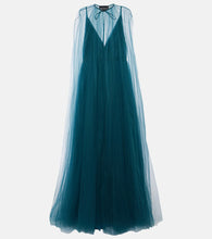 Costarellos Cassandra caped tulle gown. Costarellos Cassandra 披肩薄纱礼服