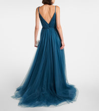 Costarellos Cassandra caped tulle gown