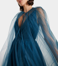 Costarellos Cassandra caped tulle gown