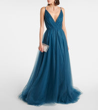Costarellos Cassandra caped tulle gown
