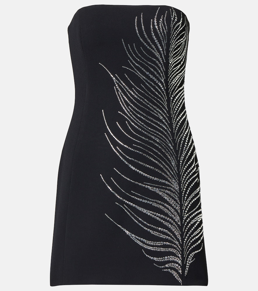 David Koma Crystal-embellished cady minidress. David Koma 水晶装饰绉纱迷你连衣裙