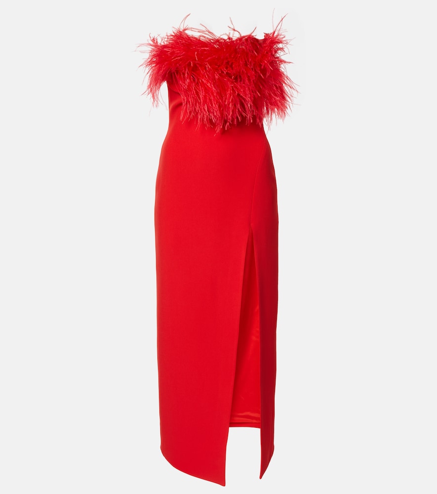 David Koma Feather-trimmed midi dress. David Koma 羽毛饰边中长连衣裙
