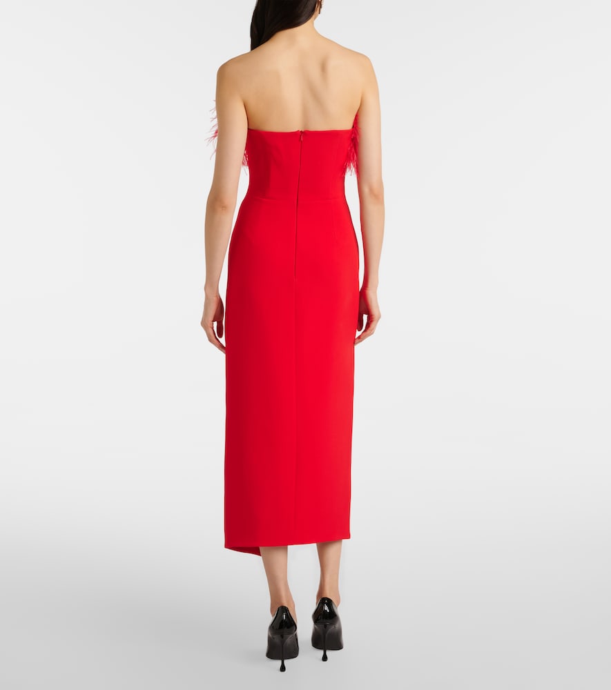 David Koma Feather-trimmed midi dress