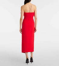 David Koma Feather-trimmed midi dress