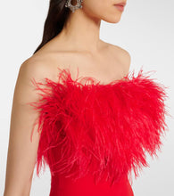 David Koma Feather-trimmed midi dress