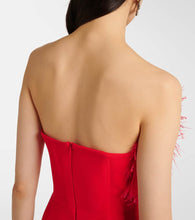 David Koma Feather-trimmed midi dress