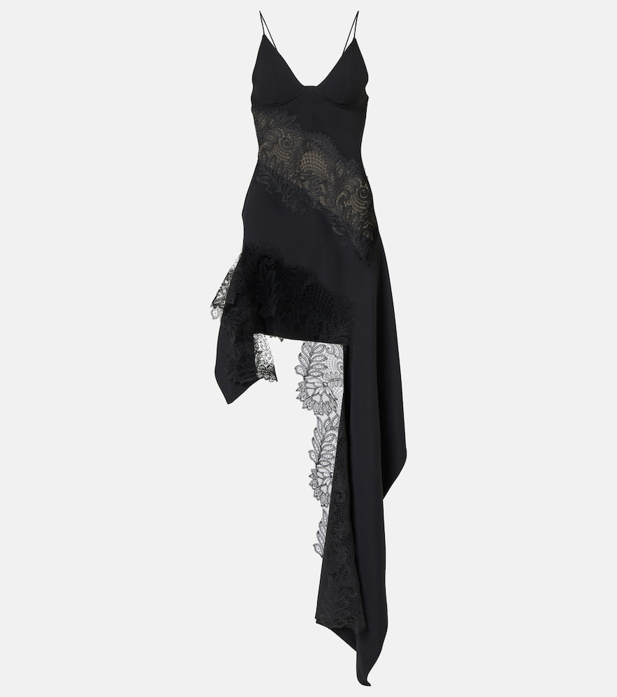 David Koma Asymmetric lace-trimmed minidress. David Koma 不对称蕾丝边迷你连衣裙