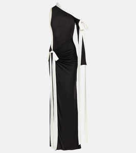 David Koma Bow-detail off-shoulder jersey gown