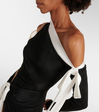 David Koma Bow-detail off-shoulder jersey gown