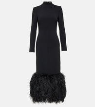 David Koma Feather-trimmed cady midi dress. David Koma 羽毛饰边绉纱中长连衣裙