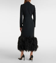 David Koma Feather-trimmed cady midi dress