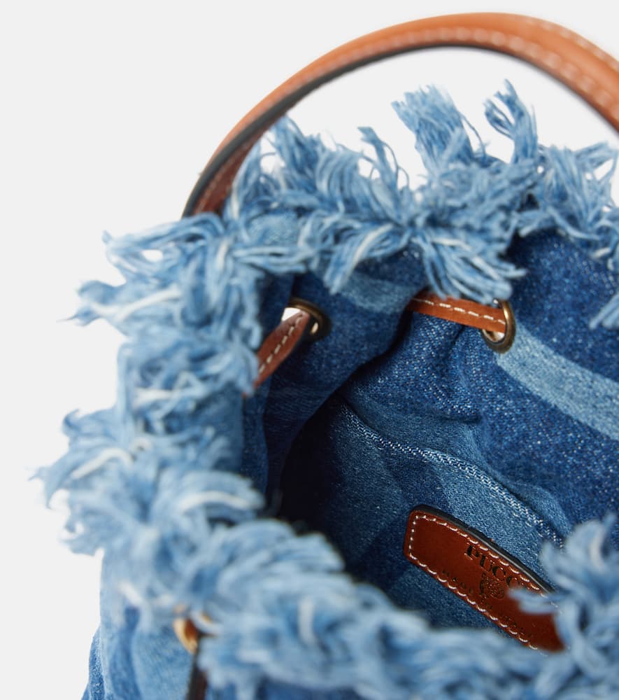 Pucci Marmo Small leather-trimmed denim bucket bag