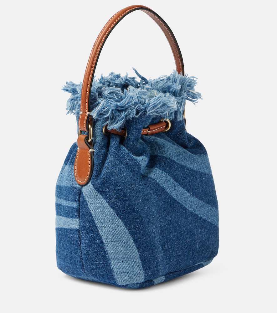 Pucci Marmo Small leather-trimmed denim bucket bag