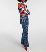 Pucci Marmo Small leather-trimmed denim bucket bag