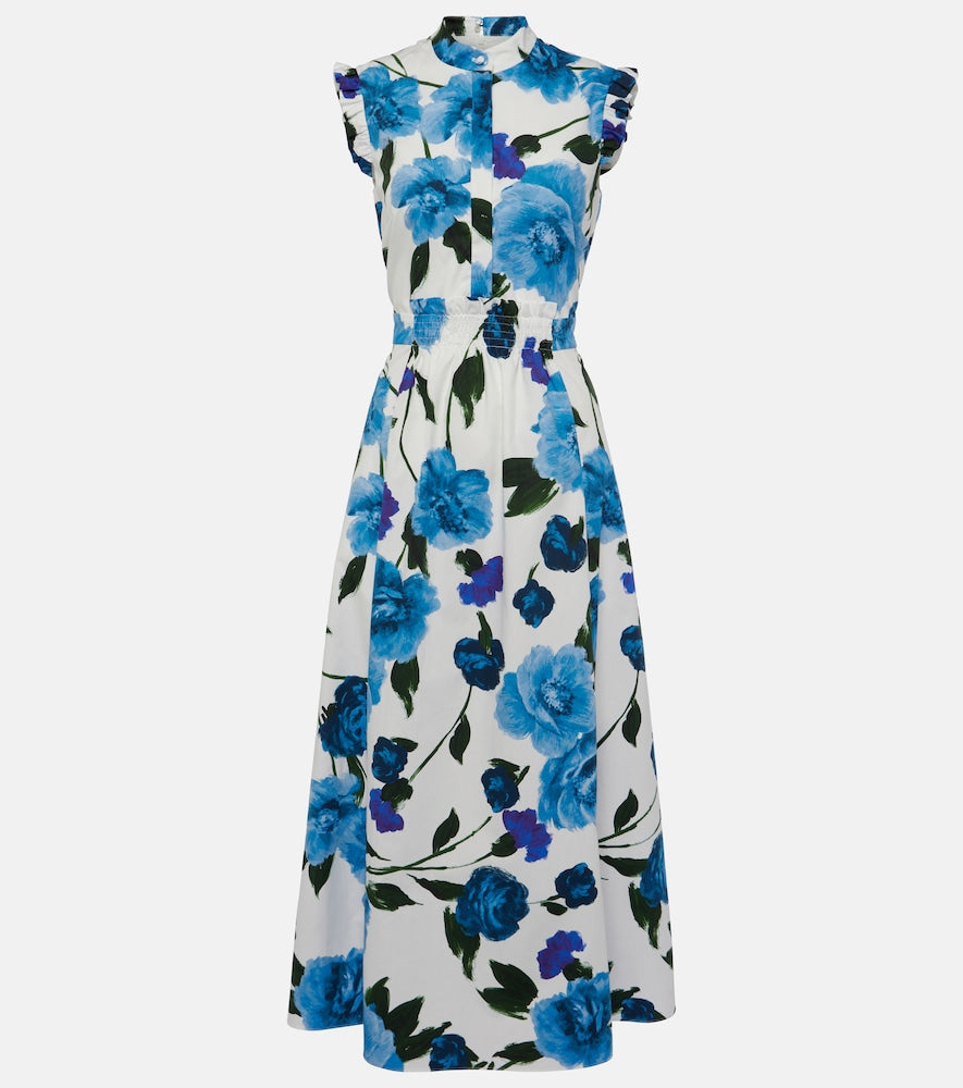 Erdem Floral cotton poplin midi dress. Erdem 花卉图案棉质府绸中长连衣裙