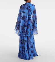 Erdem Tie-neck floral silk voile gown