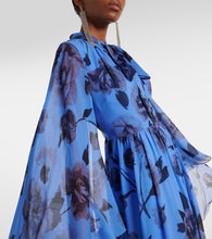 Erdem Tie-neck floral silk voile gown