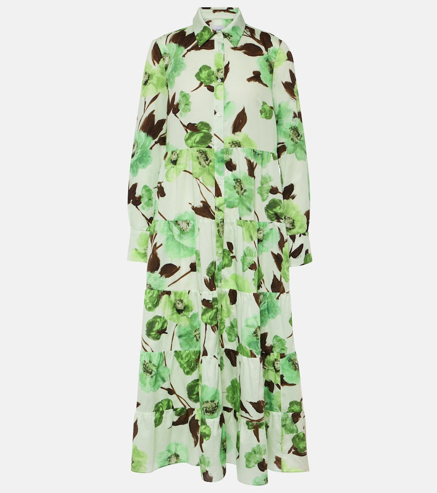 Erdem Floral cotton shirt dress. Erdem 花卉棉质衬衫裙