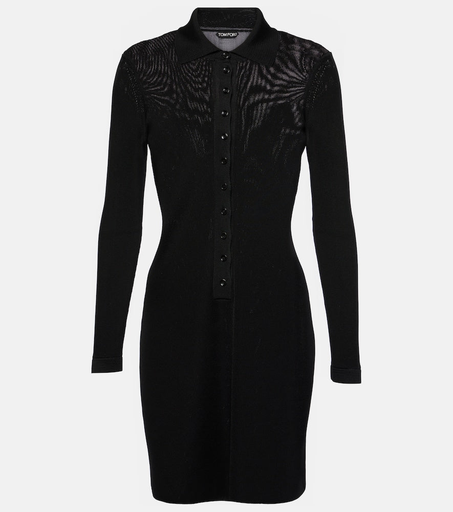 Tom Ford Ribbed-knit polo dress. Tom Ford 罗纹针织polo衫