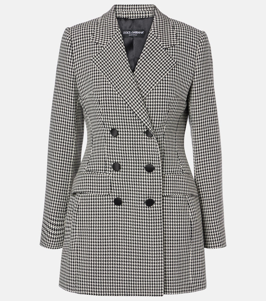 Dolce&Gabbana Houndstooth wool-blend blazer - Dolce&Gabbana 千鸟格羊毛混纺西装外套