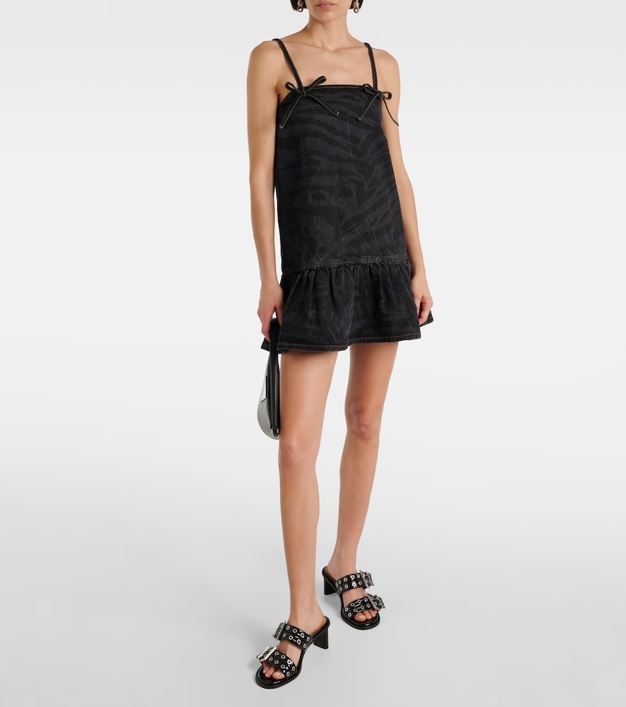 Ganni Zebra-print denim minidress