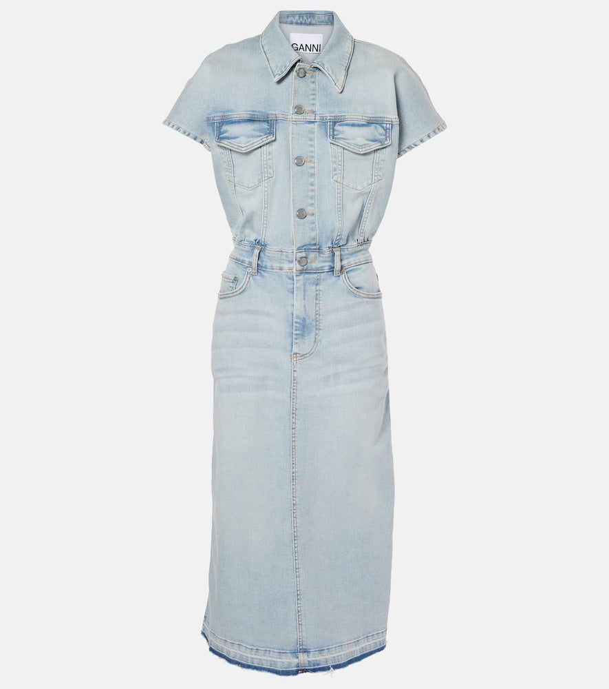 Ganni Denim midi dress. Ganni 牛仔中长连衣裙