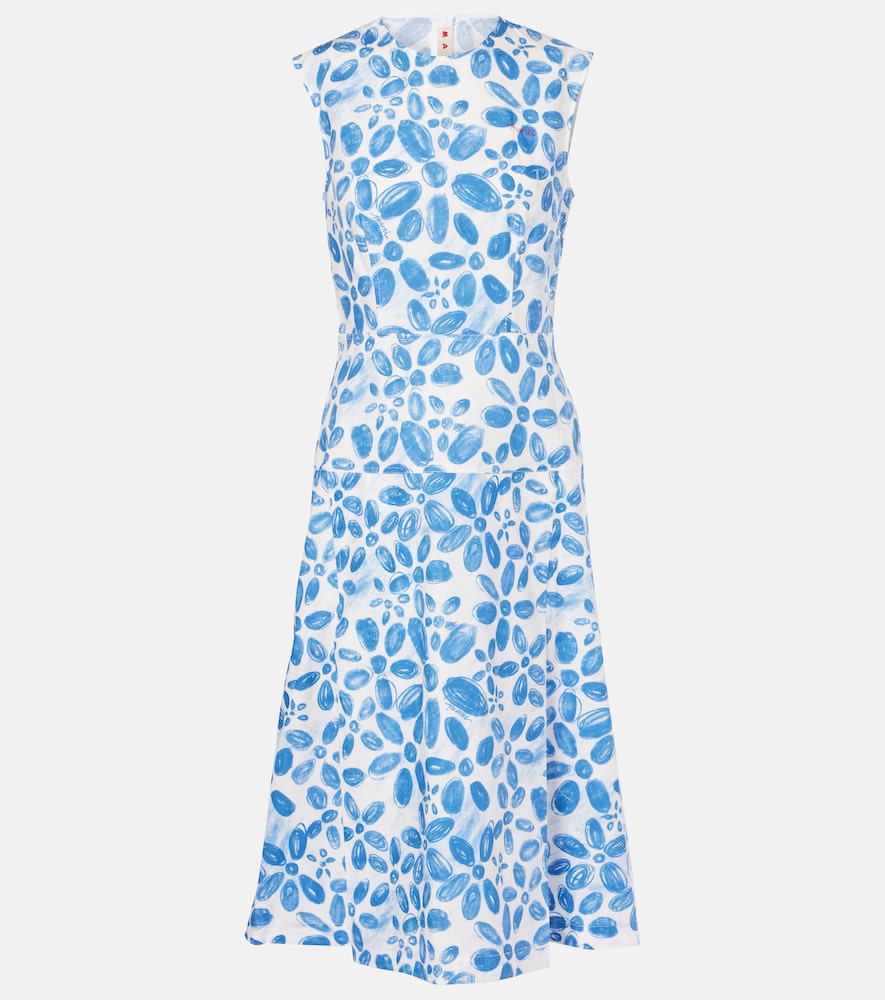 Marni Printed cotton midi dress. Marni 印花棉质中长连衣裙