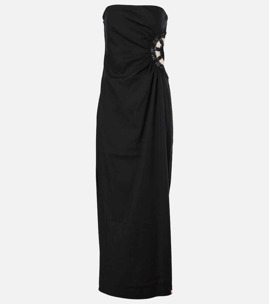 SIR Dorian embroidered linen and cotton maxi dress. SIR Dorian 刺绣亚麻棉质长裙