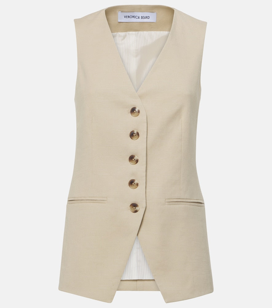 Veronica Beard Liff linen-blend vest - Veronica Beard Liff 亚麻混纺背心