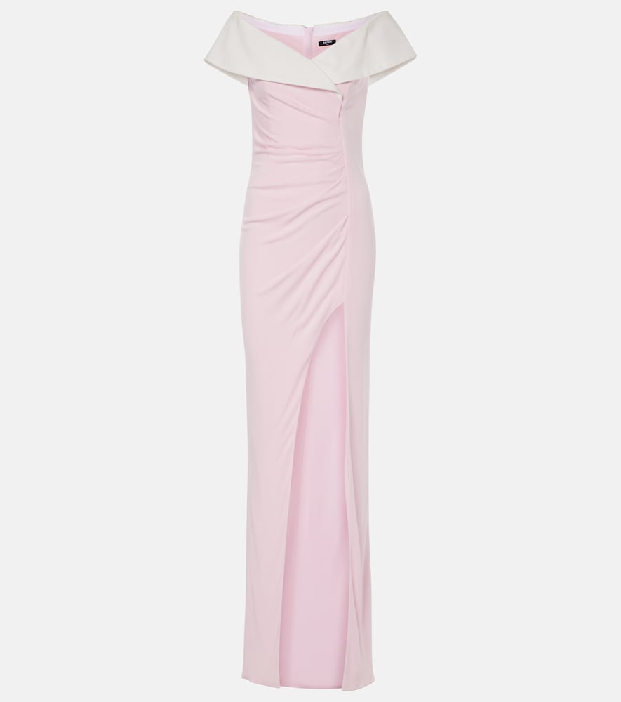 Balmain Draped off-shoulder jersey gown. Balmain 露肩垂褶针织礼服