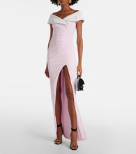 Balmain Draped off-shoulder jersey gown