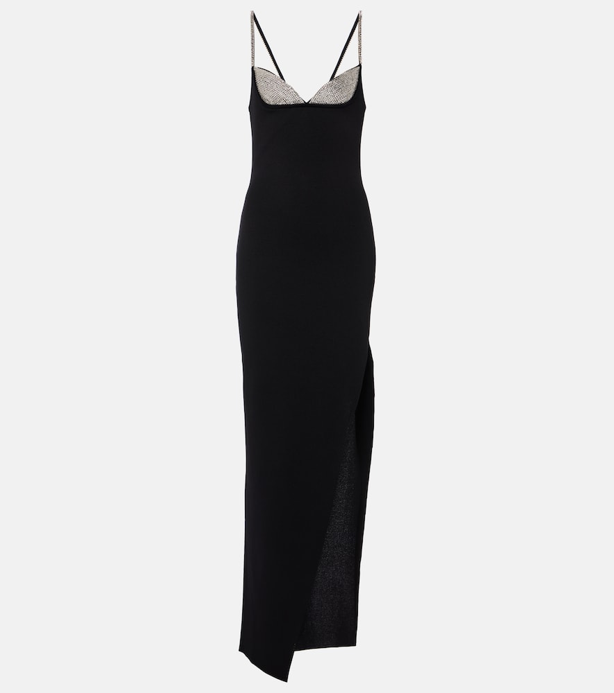 Balmain Crystal-embellished side-slit gown. Balmain水晶装饰侧开衩礼服