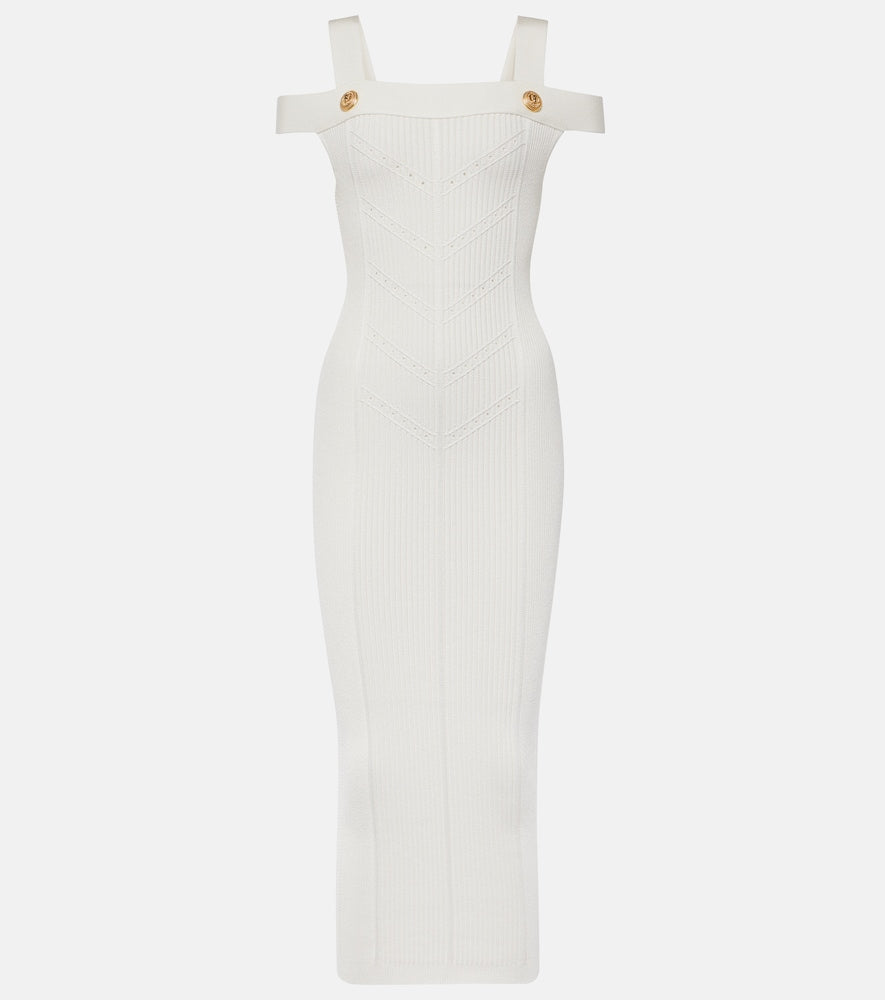 Balmain Ribbed-knit jersey midi dress. Balmain 罗纹针织中长连衣裙