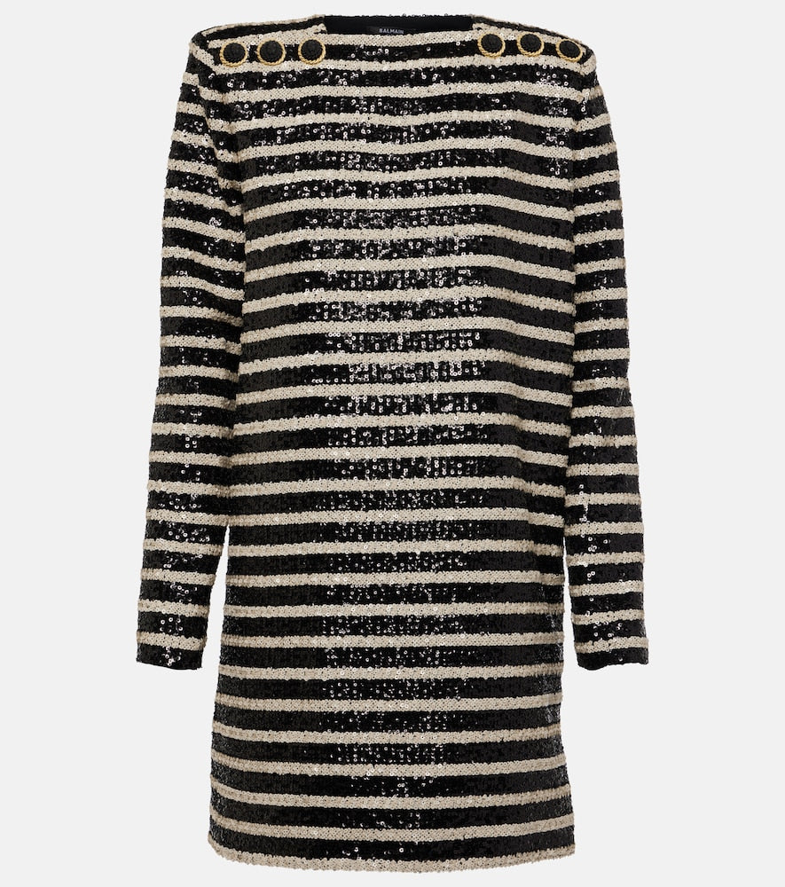 Balmain Sequined striped minidress. Balmain亮片条纹迷你连衣裙