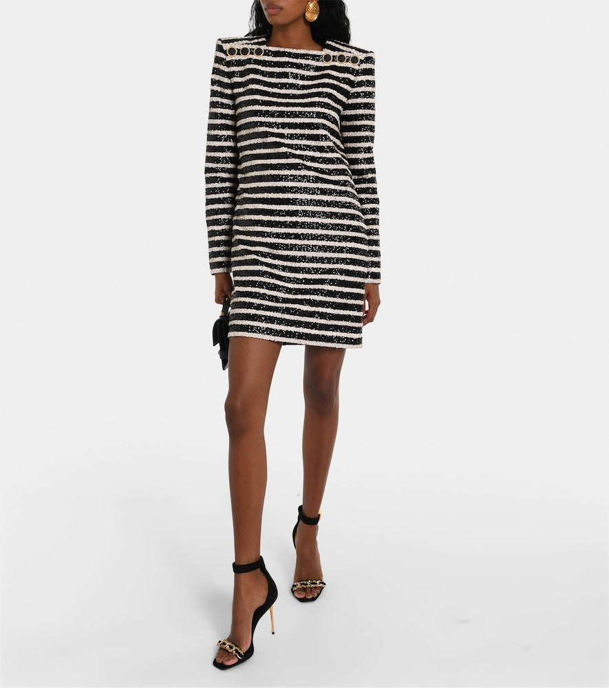 Balmain Sequined striped minidress